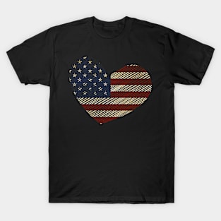 USA Heart Flag Patriotic 4th Of July American Pride T-Shirt